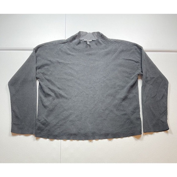 Eileen Fisher Tops - Eileen Fisher Herringbone Sweater Top Women’s M Black Silk Blend Lightweight